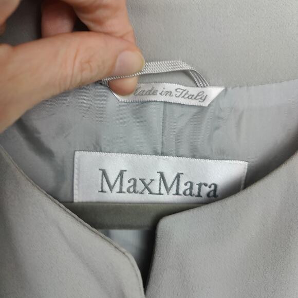 MaxMara Long Jacket Womens 6 Dove Gray Button Up Viscose Blend Preppy Capsule - Picture 6 of 10
